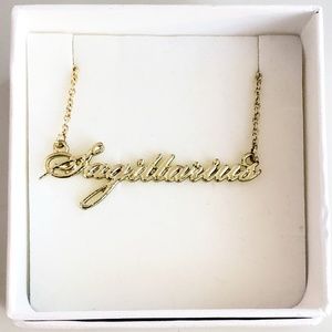 Sagittarius horoscope gold script necklace